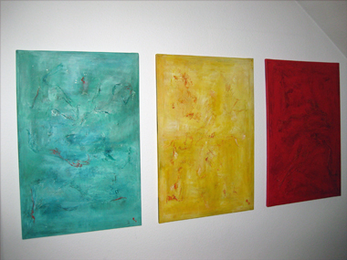 Frau in Rot, Gelb & Gruen (50 x 70 auf Leinwand)
